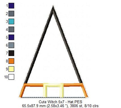 Cute Witch Ornament - ITH Project - Machine Embroidery Design
