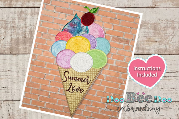 Cute ice cream  - ITH Project - Machine Embroidery Design