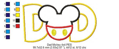 Mouse Ears Boy Dad - Applique Embroidery