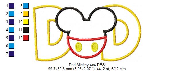 Mouse Ears Boy Dad - Applique Embroidery