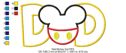 Mouse Ears Boy Dad - Applique Embroidery