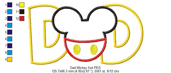 Mouse Ears Boy Dad - Applique Embroidery