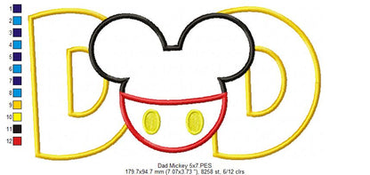 Mouse Ears Boy Dad - Applique Embroidery