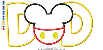 Mouse Ears Boy Dad - Applique Embroidery