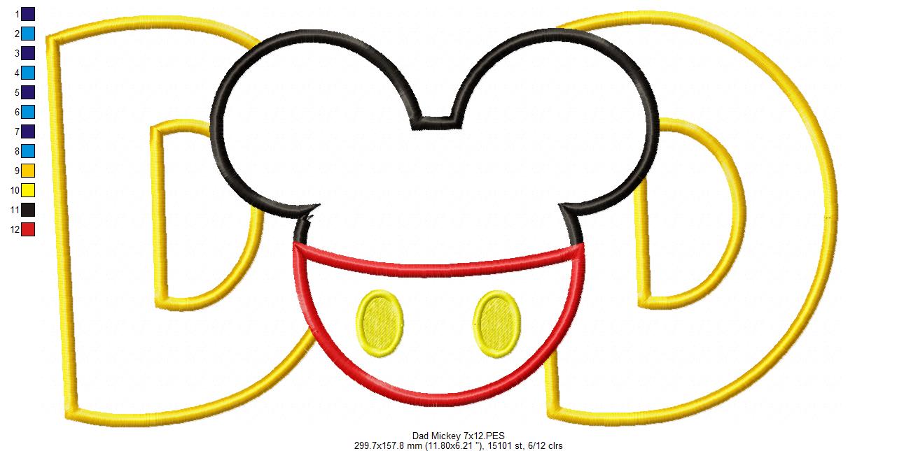 Mouse Ears Boy Dad - Applique Embroidery