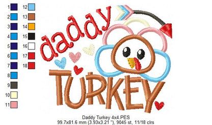 Thanksgiving Daddy Turkey - Applique Embroidery