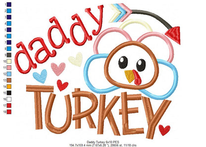 Thanksgiving Daddy Turkey - Applique Embroidery