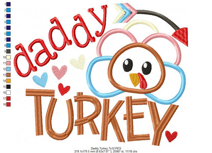 Thanksgiving Daddy Turkey - Applique Embroidery