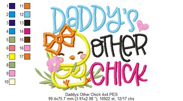 Daddy's Other Chick - Applique - Machine Embroidery Design