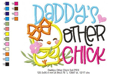 Daddy's Other Chick - Applique - Machine Embroidery Design