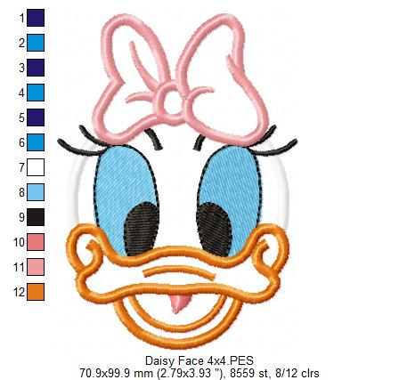 Daisy Face - Applique - Machine Embroidery Design