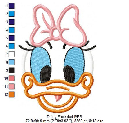 Daisy Face - Applique - Machine Embroidery Design