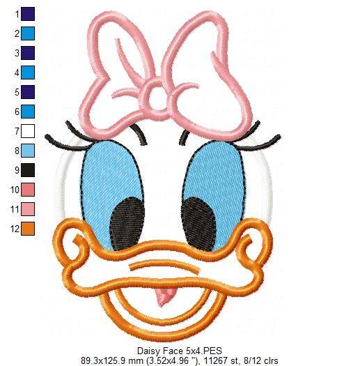 Daisy Face - Applique - Machine Embroidery Design