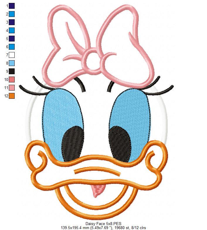 Daisy Face - Applique - Machine Embroidery Design