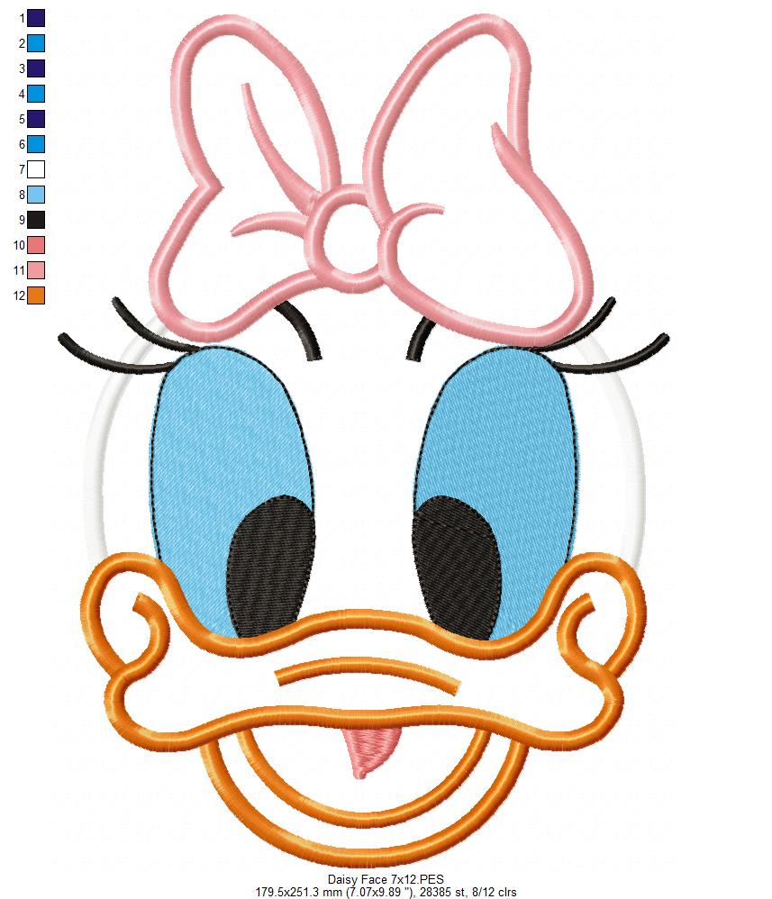 Daisy Face - Applique - Machine Embroidery Design
