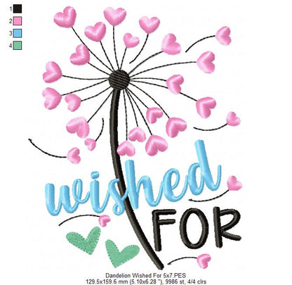 Dandelion Wished For - Fill Stitch - Machine Embroidery Design