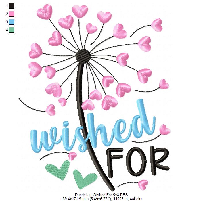 Dandelion Wished For - Fill Stitch - Machine Embroidery Design