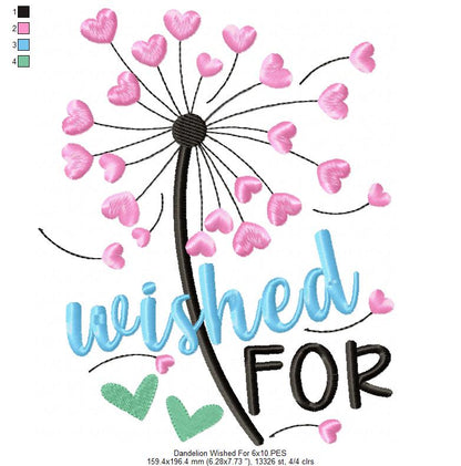 Dandelion Wished For - Fill Stitch - Machine Embroidery Design
