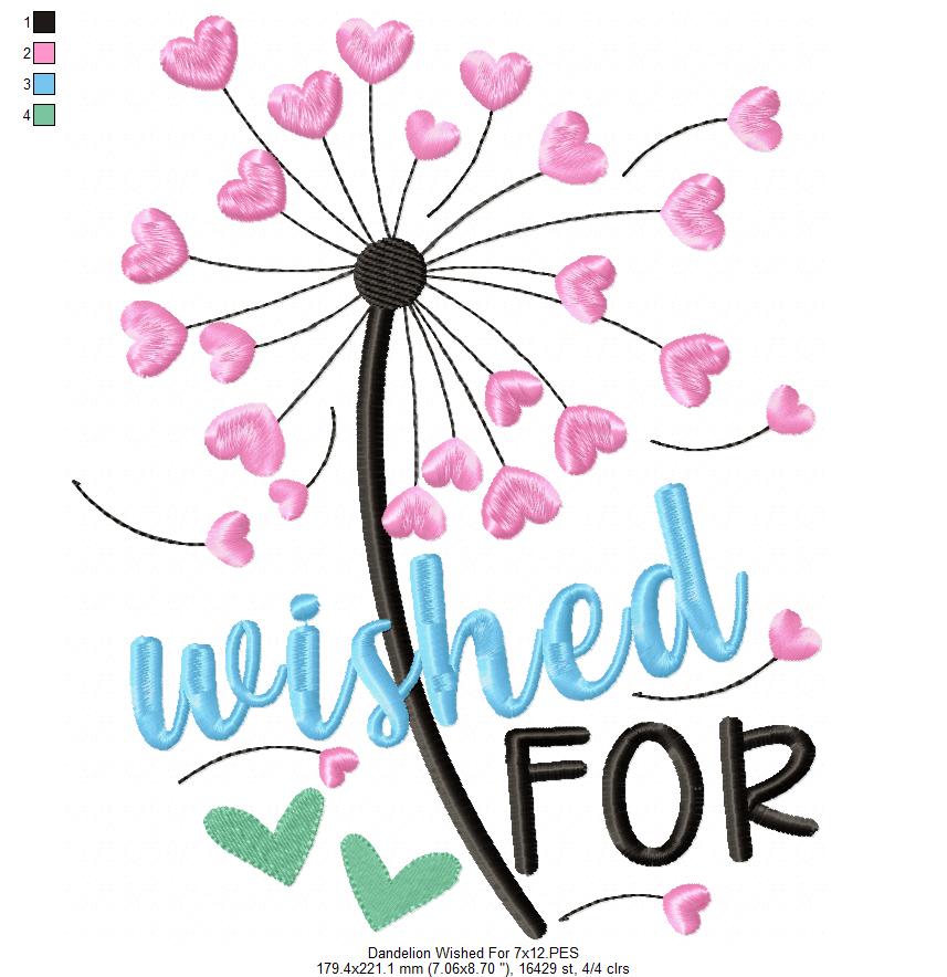 Dandelion Wished For - Fill Stitch - Machine Embroidery Design