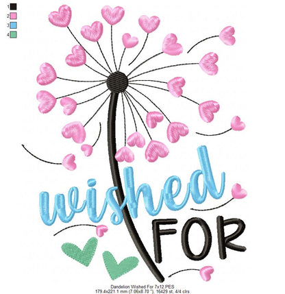 Dandelion Wished For - Fill Stitch - Machine Embroidery Design