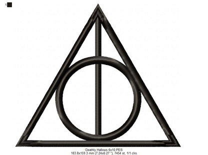 Deathly Hallows - Fill Stitch Embroidery