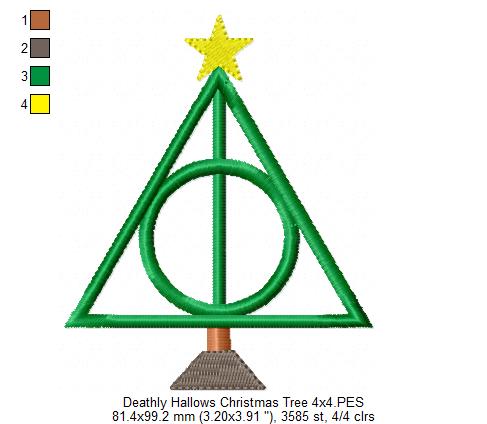 Christmas Deathly Hallows - Fill Stitch Machine Embroidery Design