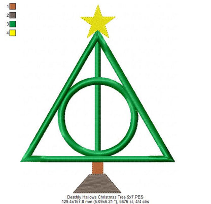 Christmas Deathly Hallows - Fill Stitch Machine Embroidery Design