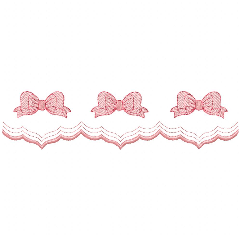 Cute Bow Delicate Border - Fill Stitch - Machine Embroidery Design