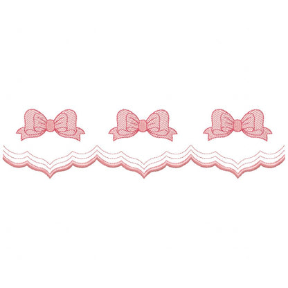 Cute Bow Delicate Border - Fill Stitch - Machine Embroidery Design