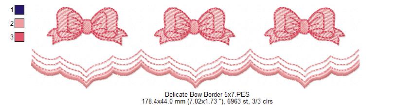 Cute Bow Delicate Border - Fill Stitch - Machine Embroidery Design