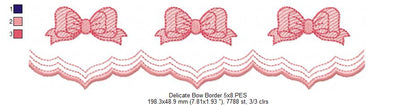 Cute Bow Delicate Border - Fill Stitch - Machine Embroidery Design