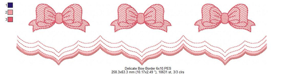 Cute Bow Delicate Border - Fill Stitch - Machine Embroidery Design