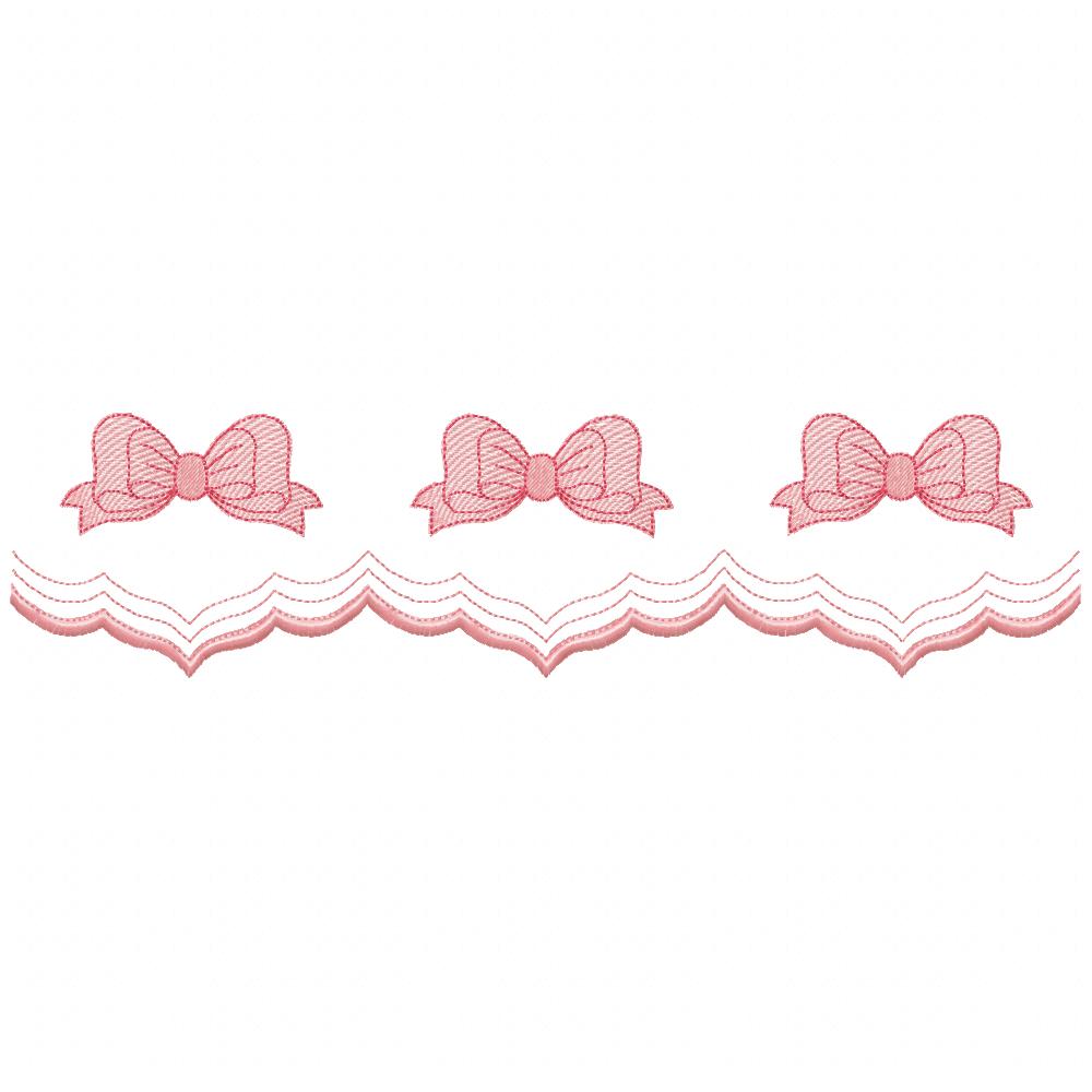 Cute Bow Delicate Border - Fill Stitch - Machine Embroidery Design