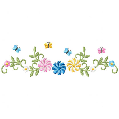 Delicate Floral Frame - Satin Stitch - Machine Embroidery Design