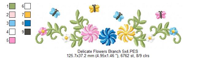 Delicate Floral Frame - Satin Stitch - Machine Embroidery Design