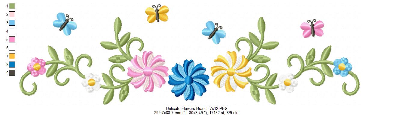 Delicate Floral Frame - Satin Stitch - Machine Embroidery Design