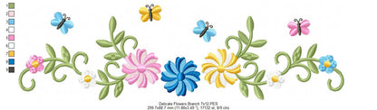 Delicate Floral Frame - Satin Stitch - Machine Embroidery Design