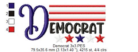 USA Democrat - Fill Stitch - Machine Embroidery Design