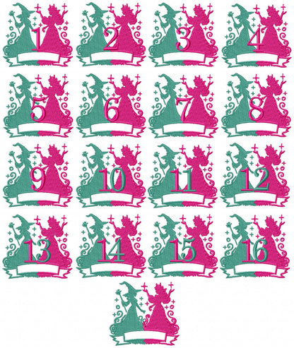 Wicked Spell Birthday Numbers 💫 1 to 16 - Fill Stitch - Machine Embroidery Design