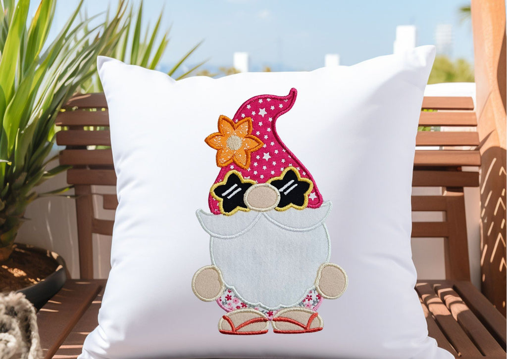 Summer Gnome with Sunglasses - Applique - Set of 2 Designs - Machine Embroidery Design