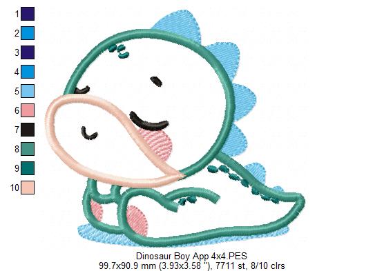 Baby Dinosaur Boy Sleeping - Applique - Machine Embroidery Design