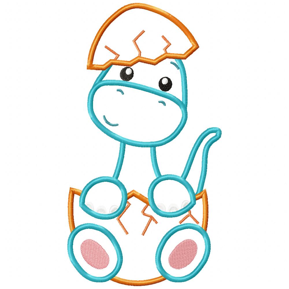 Baby Brachiosaurus in the Egg - Applique - Machine Embroidery Design