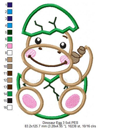 Four Baby Dinosaurs in the Egg - Applique - Set of 4 designs