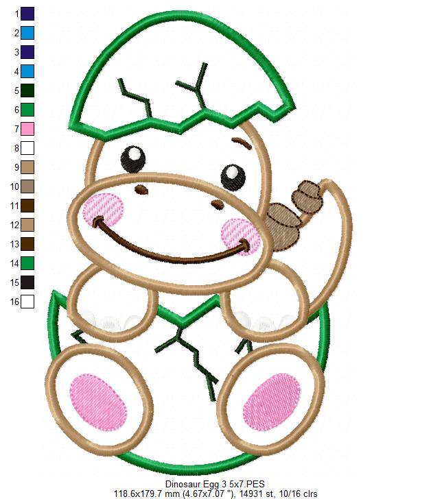 Baby Stegosaurus in the Egg - Applique