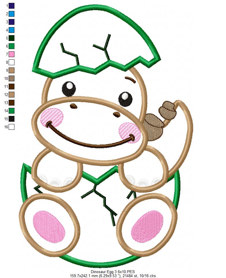 Four Baby Dinosaurs in the Egg - Applique - Set of 4 designs