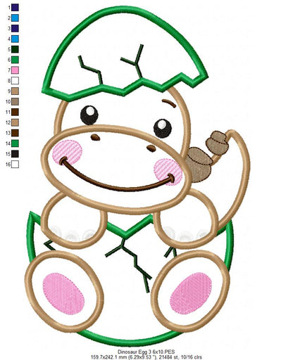 Four Baby Dinosaurs in the Egg - Applique - Set of 4 designs