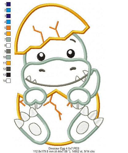 Four Baby Dinosaurs in the Egg - Applique - Set of 4 designs