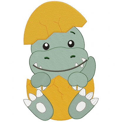 Baby Velociraptor in the Egg - Fill Stitch Embroidery