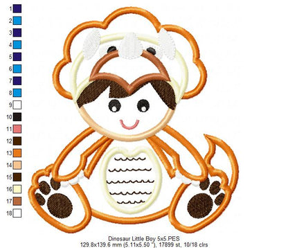 Little Boy Dinosaur - Applique - Machine Embroidery Design