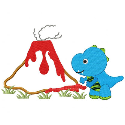 Dinosaur and Volcano - Applique